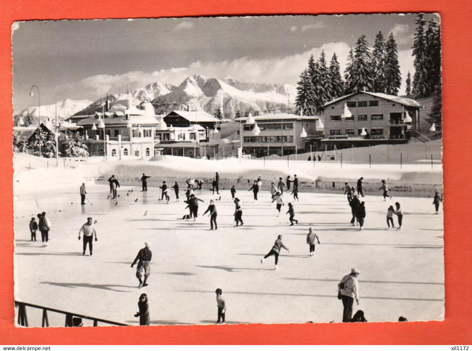 DHB-02 Crans-Montana-Vermala Patinoire Artificielle Curling.Photoglob 10020 Circulé Vers La France En 1966 Grand Format - Crans-Montana