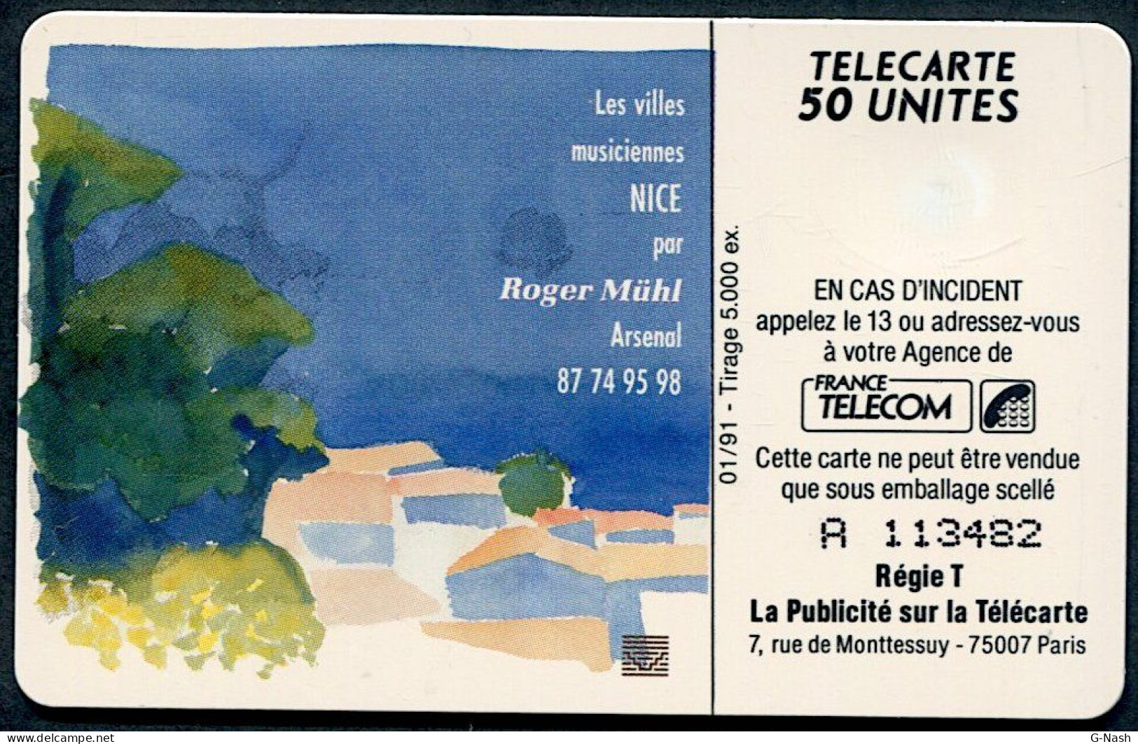 F198 - Télécarte Neuve  - Arsenal Nice 50u - 1991