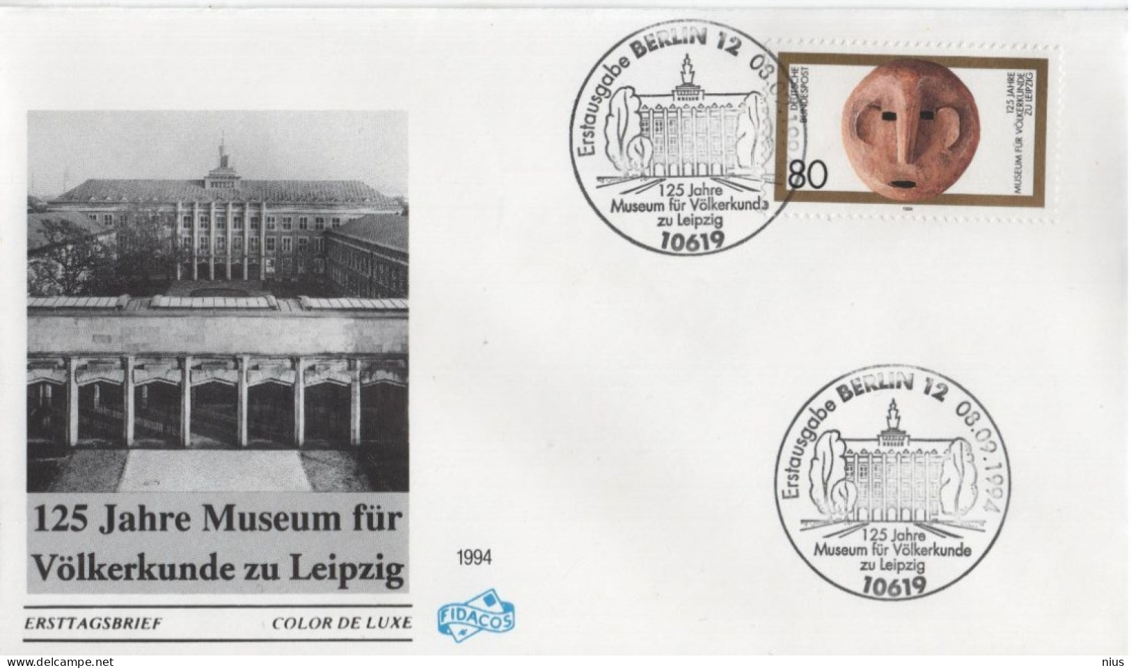 Germany Deutschland 1994 FDC Museum Für Völkerkunde Leipzig, Museum Of Ethnology, Canceled In Berlin - 1991-2000
