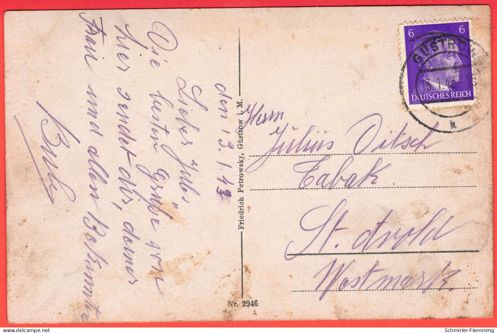 Postkarte Güstrow -Kanal Am Inselsee Mit Ruderboot, S/w, 1946, Orig. Gelaufen Nach Westmark, II - Guestrow