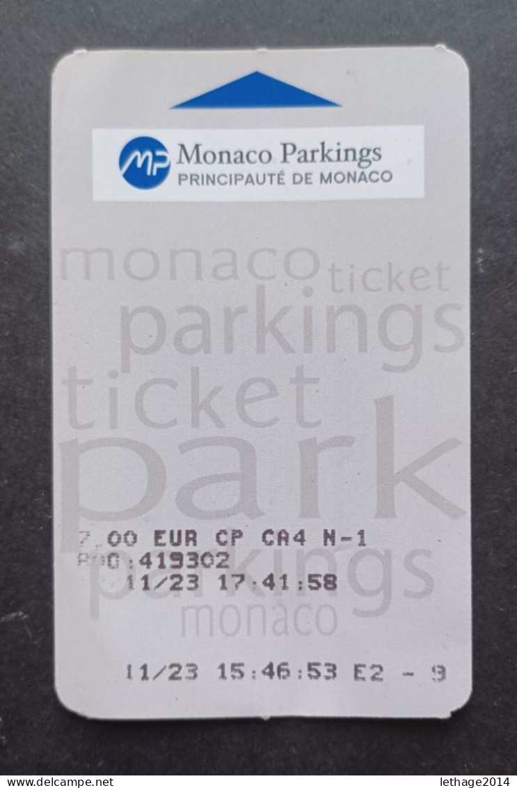 TICKET BIGLIETTO PARKING PRINCIPATO DI MONACO - Europe