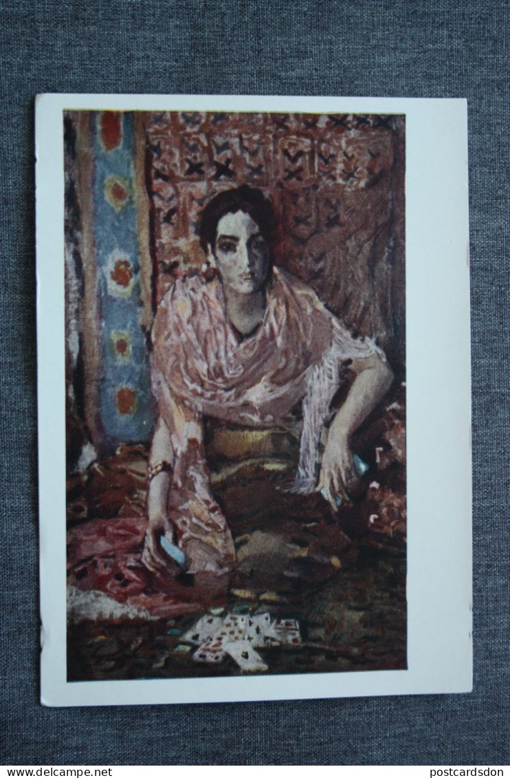 Old USSR Postcard - Wrubel "Fortune Teller"  Gipsy (gypsy) - Romani - Old Pc 1962 - RARE! Playing Cards - Speelkaarten