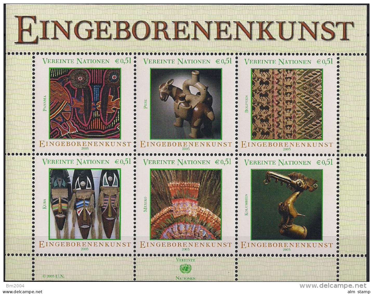 2003 UNO WIEN   Mi. Bl 17**MNH     Eingeborenenkunst - Blokken & Velletjes