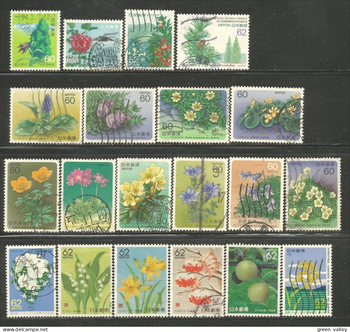 A04 -65 Japon 20 Fleurs Flowers Blumen Nature Different Stamp Collection Timbres - Lots & Serien