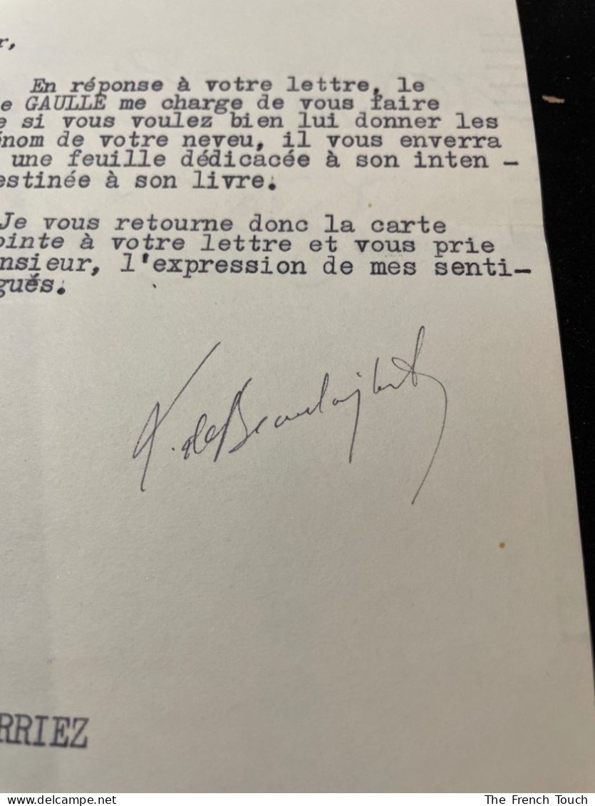 Xavier De Beaulaincourt - Secrétaire Particulier Du Général DE GAULLE - 1955 [Tapuscrit Signé] - Politiek & Militair