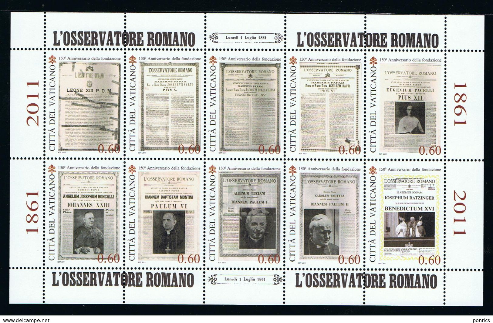 2011 -VATICANO - ANNATA DI 29 VALORI ** 2 BF - 1 LIBRETTO - 2 MINIFOGLI -  INVIO GRATUITO - Unused Stamps