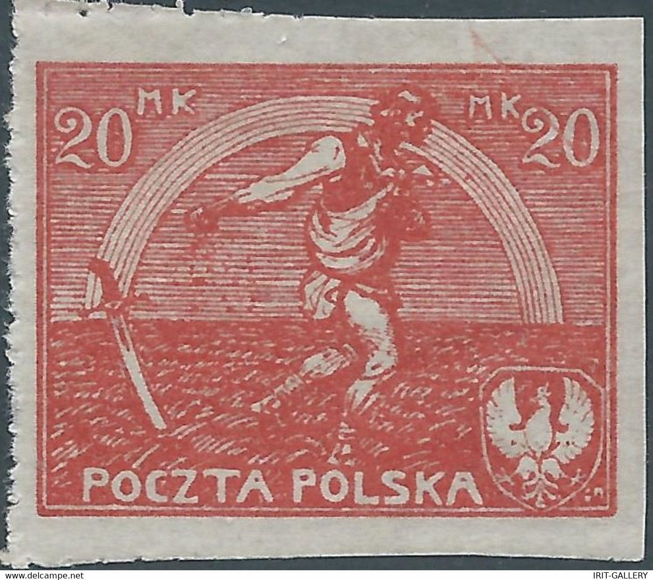 POLONIA-POLAND-POLSKA,1921 -1922 Signing Of The Peace Treaty With Russia,20M Red,Imperforated,Mint - Unused Stamps