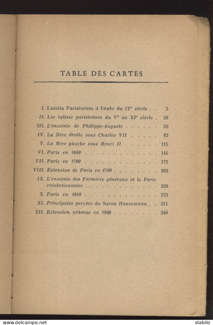 HISTOIRE DE PARIS PAR RENE HERON DE VILLEFOSSE AVEC 12 CARTES - EDITION UNION BIBLIOPHILE DE FRANCE 1948 - Parijs