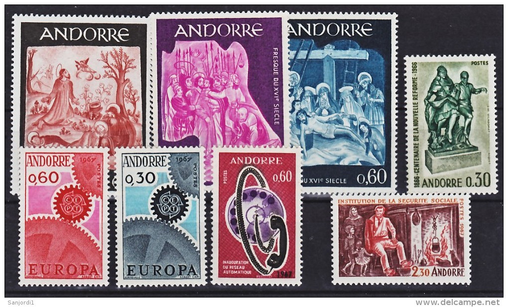 Andorre Française 1967 Année Complète 25 % Neuf ** TB MNH Sin Charnela Cote 44.4 - Full Years