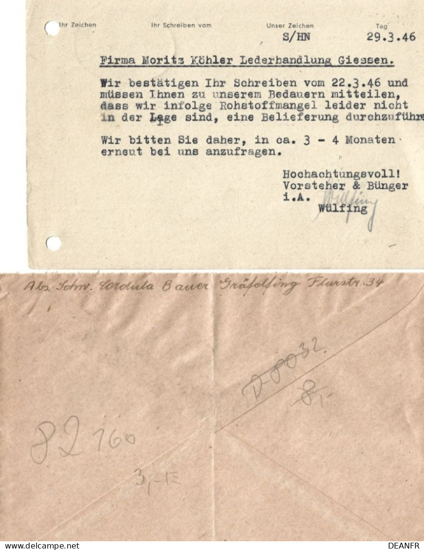 D - Allemagne : Lettres Et Entiers Postaux : Frais Payés 1945-1948 : émissions D'urgences. - Notausgaben Amerikanische Zone