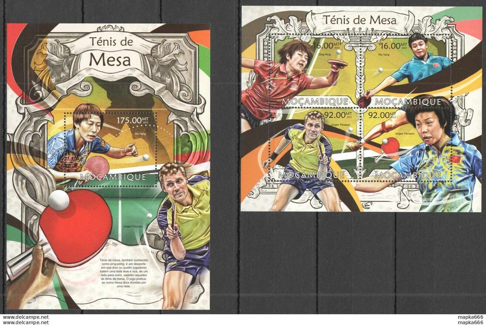 St2583 2013 Mozambique Sport Table Tennis Ping Pong Kb+Bl Mnh - Tafeltennis