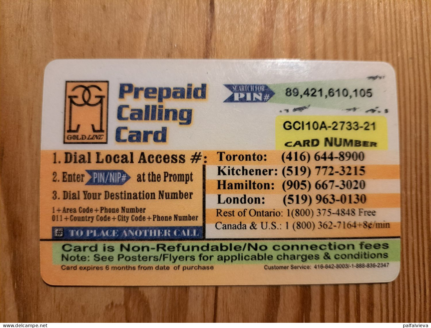 Prepaid Phonecard Canada, Gold Line, CiCi - Canada