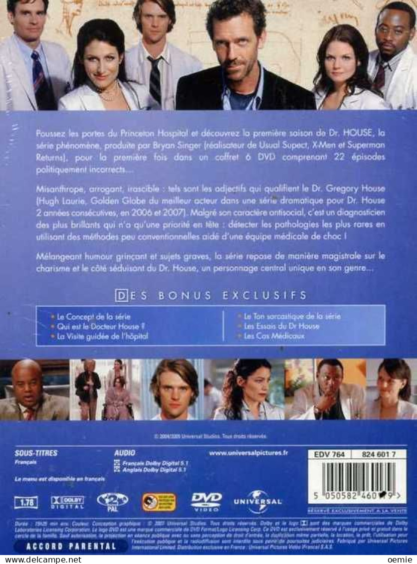 Dr HOUSE    L 'INTEGRAL  SAISON 1   ( 6  DVD  )   EPISODES DUREE 10 H ENVIRON