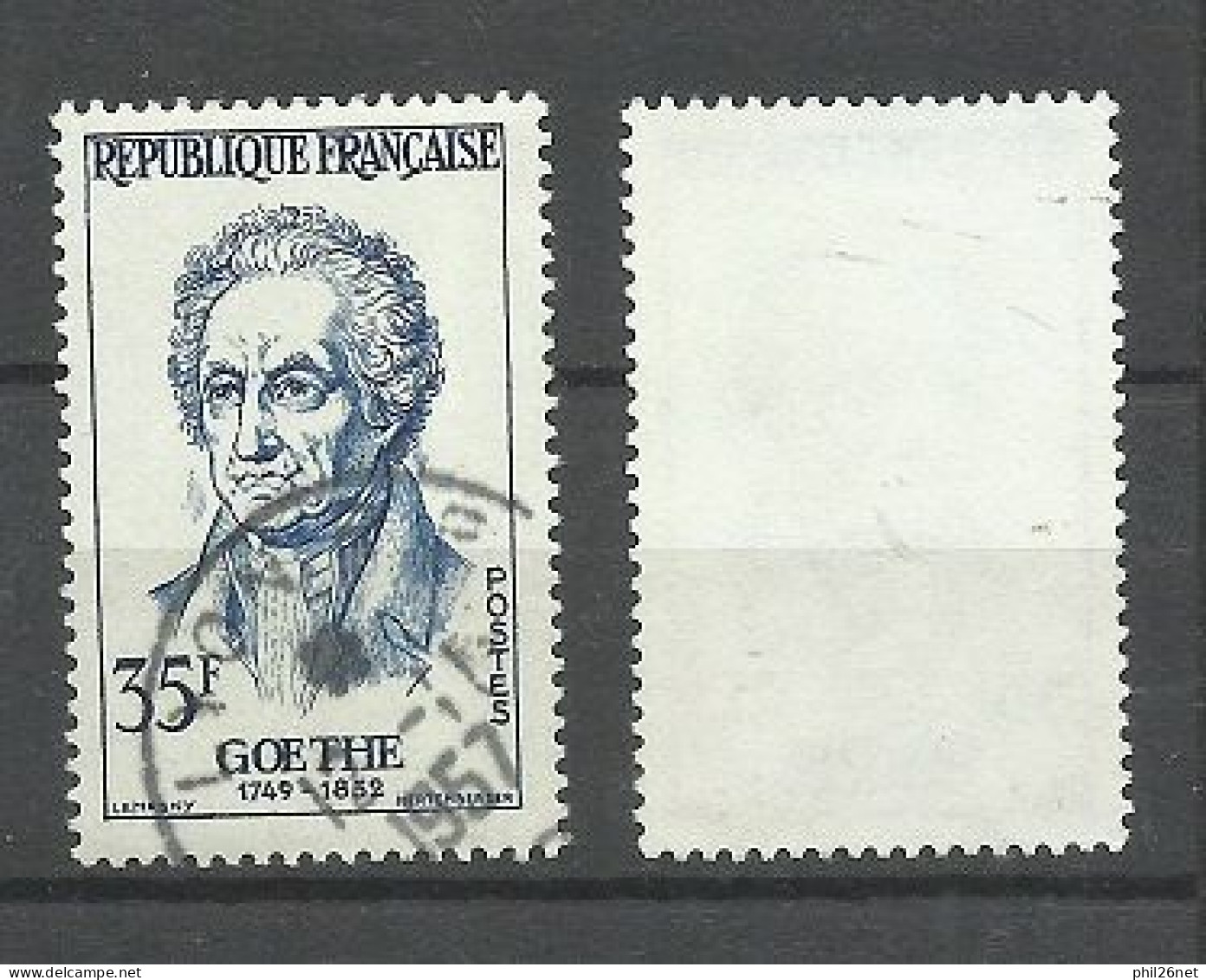 France N°1138  Goethe   Bleu Clair    Oblitéré B/TB Le  Timbre Type Sur Les Scans Pour Comparer Soldé ! ! ! - Gebruikt