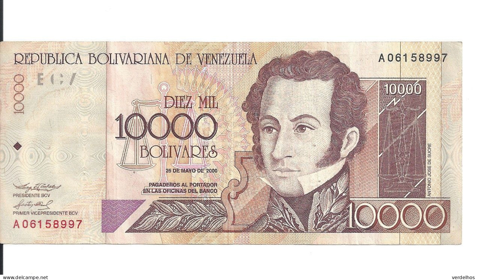 VENEZUELA 10000 BOLIVARES 2000 VF P 85 A - Venezuela