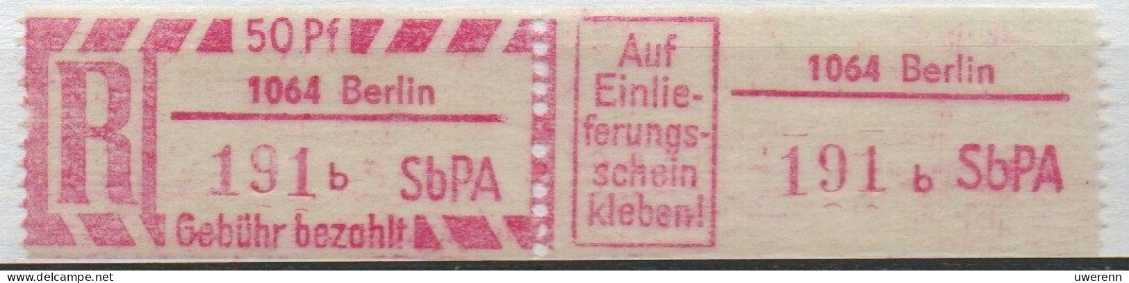 DDR Einschreibemarke Berlin SbPA Postfrisch, EM2B-1064bI Zh - R-Zettel