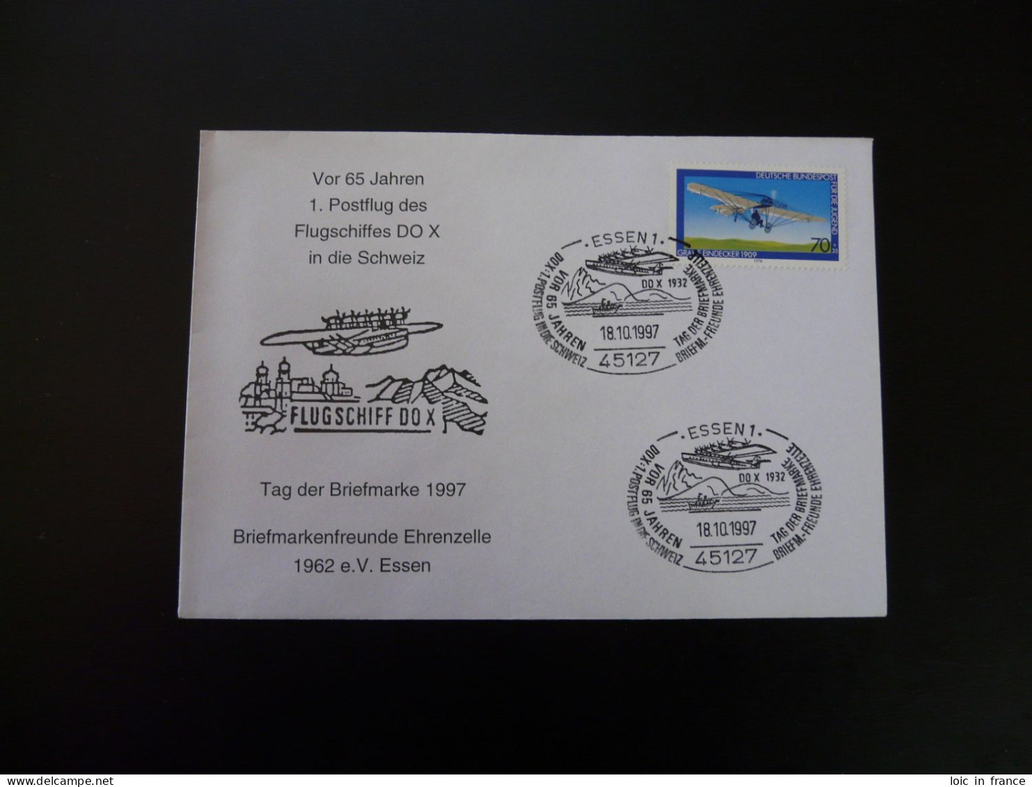 Lettre Cover Aviation 70 Ans Hydravion Postal Pour La Suisse 70 Years Seaplane To Switzerland Essen 1997 - Briefe U. Dokumente