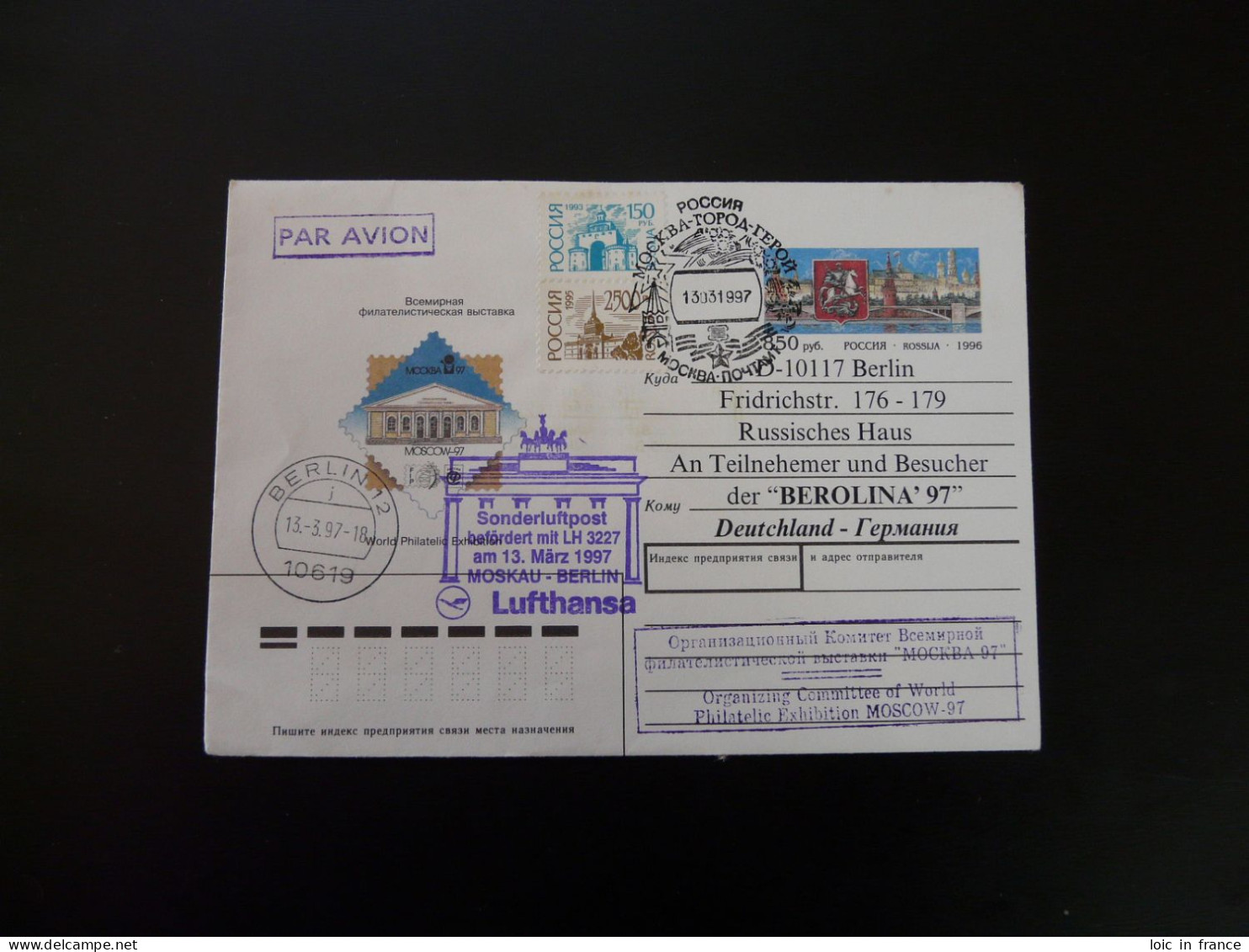 Lettre Vol Special Flight Cover Moscow Berlin Lufthansa Berolina 1997 - Briefe U. Dokumente