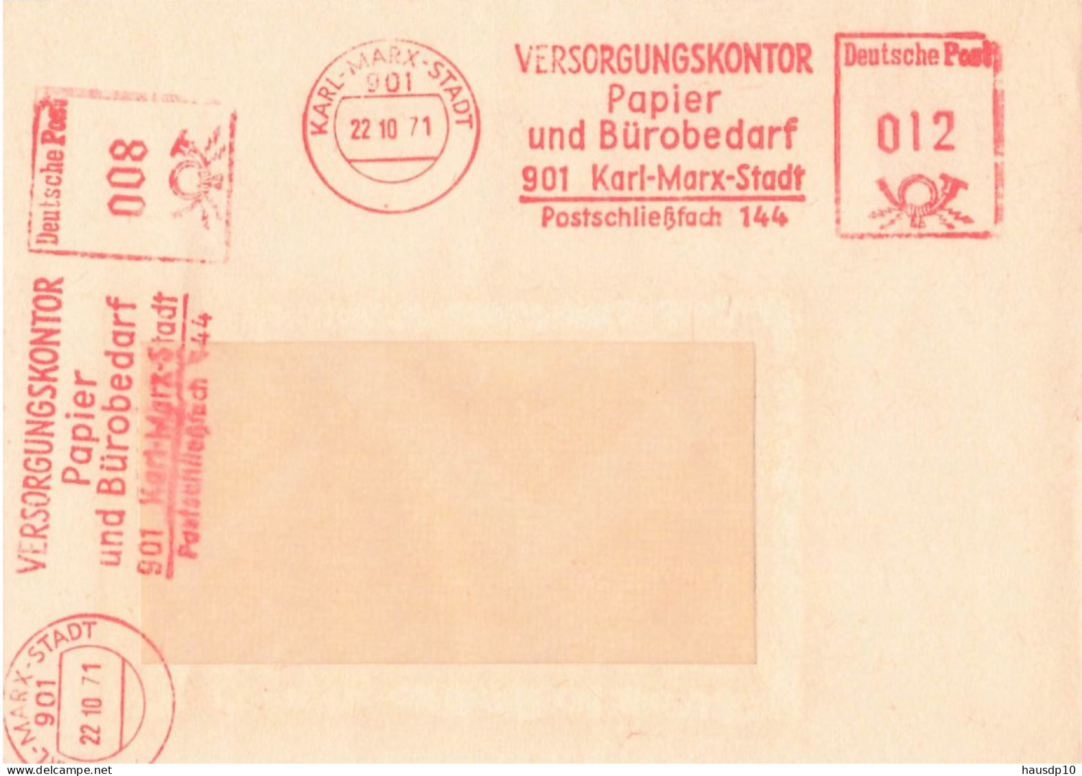 DDR Brief AFS Versorgungskontor Papier Und Bürobedarf Karl Marx Stadt 1971 - Maschinenstempel (EMA)