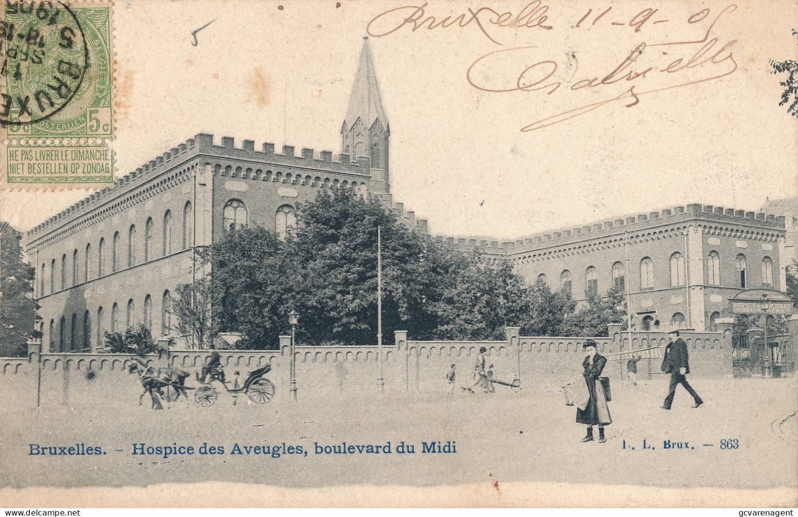 BRUXELLES     HOSPICE DES AVEUGLES , BOULEVARD DU MIDI   ( CHACET  RETOUR A L'ENVOYEUR )  2 SCANS - Gesundheit, Krankenhäuser