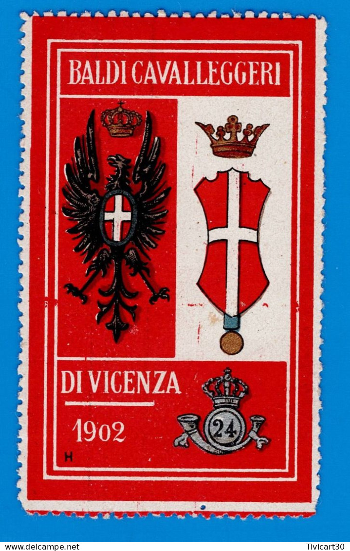 ERINNOFILI - VIGNETTE MILITARIA ITALIE- 24 BALDI CAVALLEGGERI DI VICENZA 1902 - Propagande De Guerre