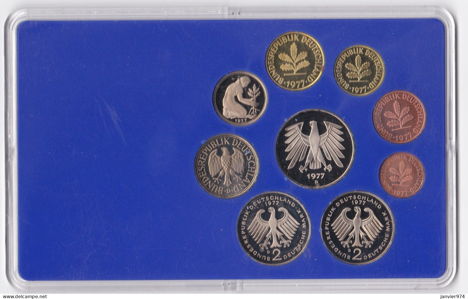 Allemagne Coffret Officiel BE PP Proof 1 Pfennig à 5 Mark 1977 Atelier D Munich , Neuve - Mint Sets & Proof Sets