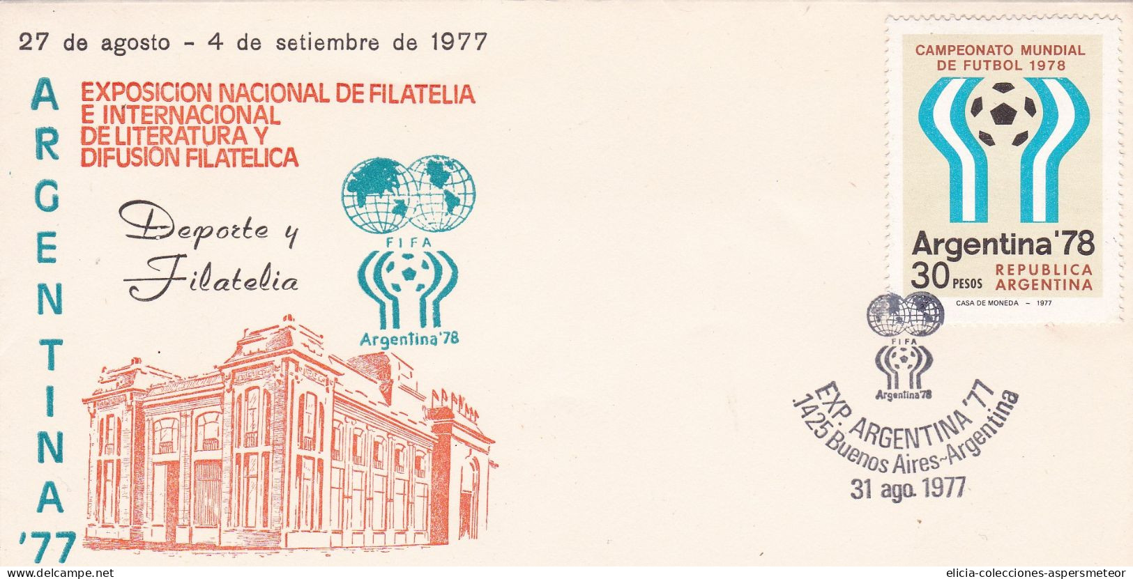 Argentina - 1978 - FDC - Philately And Sports Envelope - World Soccer Championship Stamp -  Caja 30 - FDC