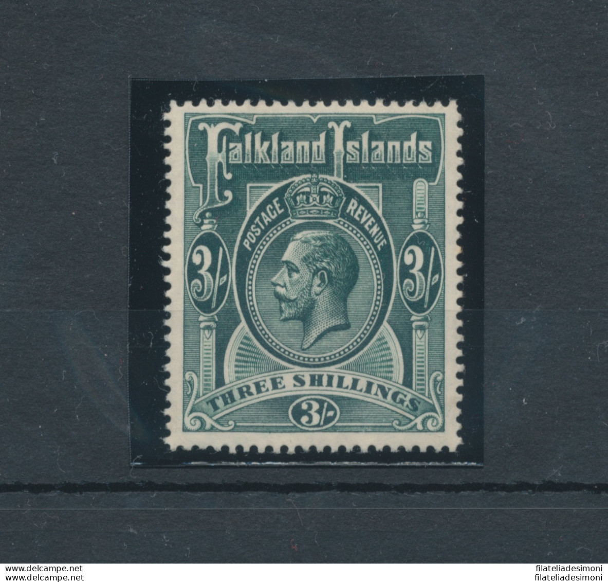 1912-20 FALKLAND ISLANDS - Stanley Gibbons N. 66 - 3 Scellini Slate Green - MNH** - Lusso - Sonstige & Ohne Zuordnung