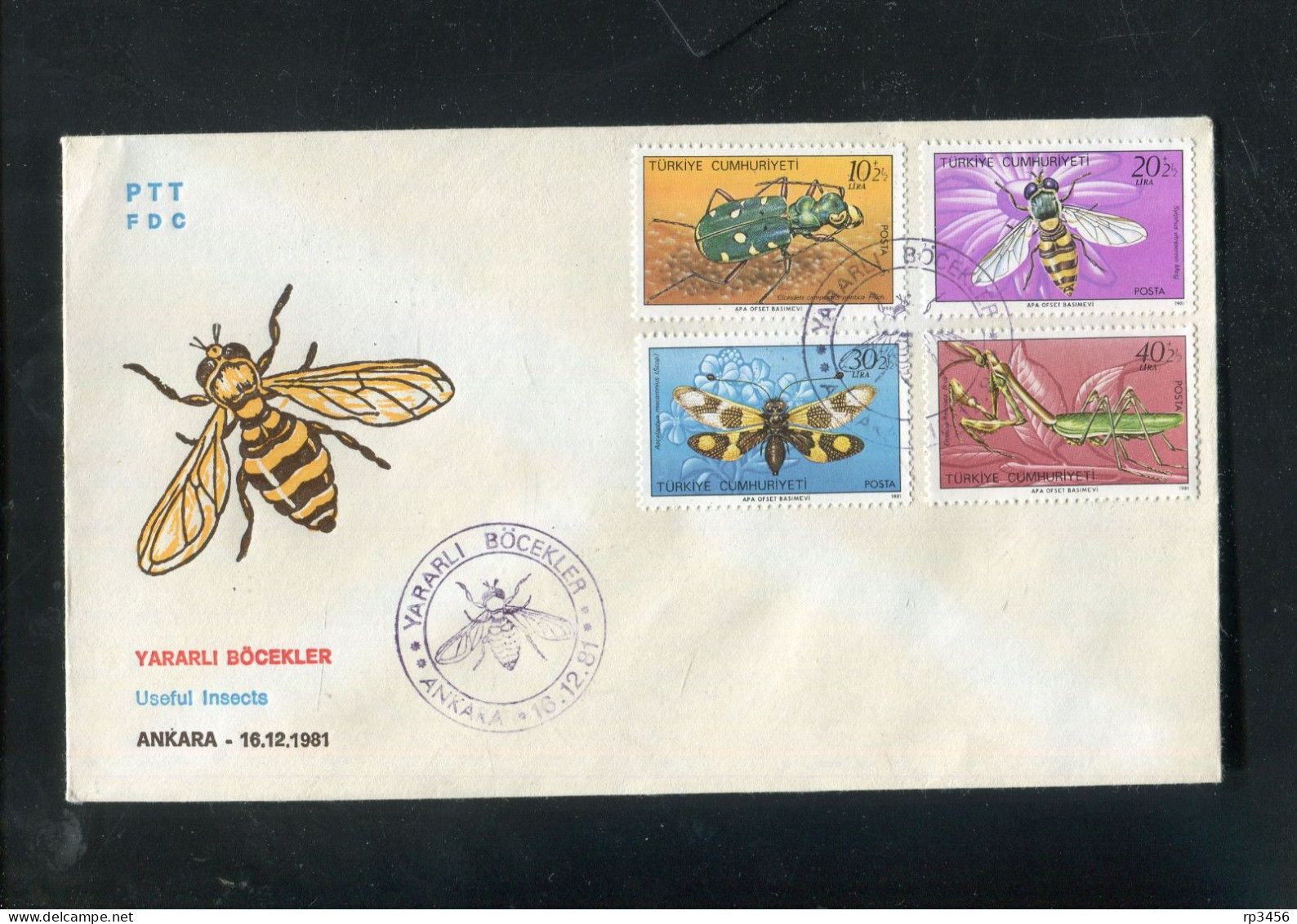 "TUERKEI" 1981, Mi. 2584-2587 "Insekten" FDC (80099) - FDC