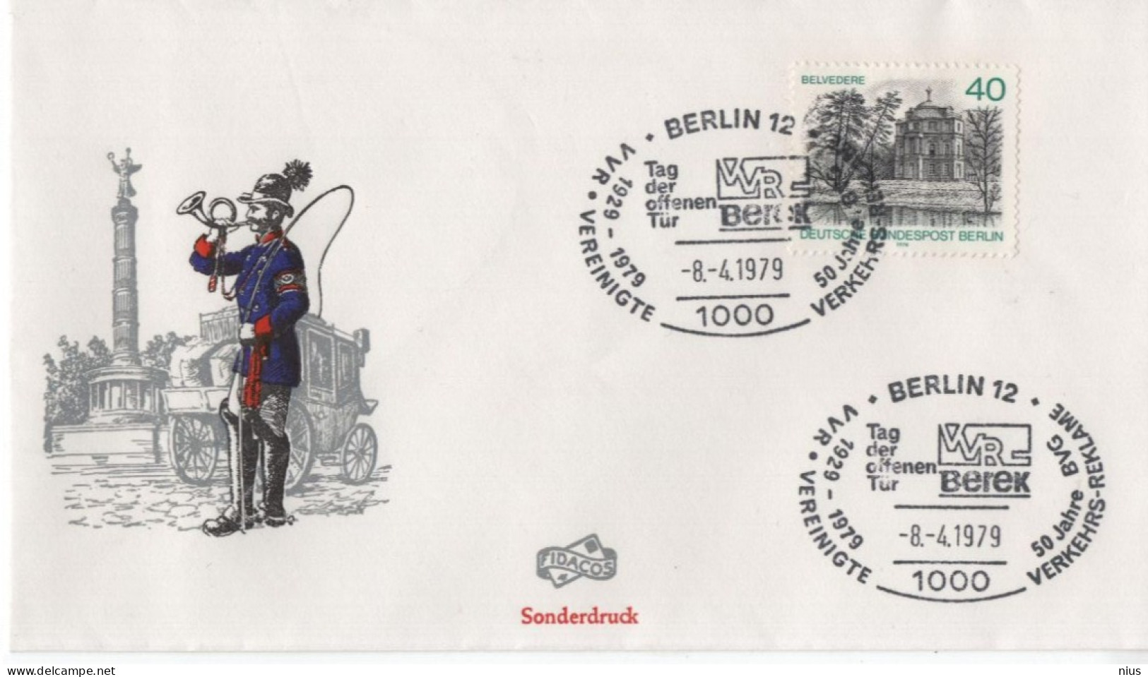 Germany Deutschland 1979 FDC VVR Vereinigte Verkehrs-Reklame, Tag Der Offenen Tur BEREK, 50 Jahre BVG, Berlin - 1971-1980