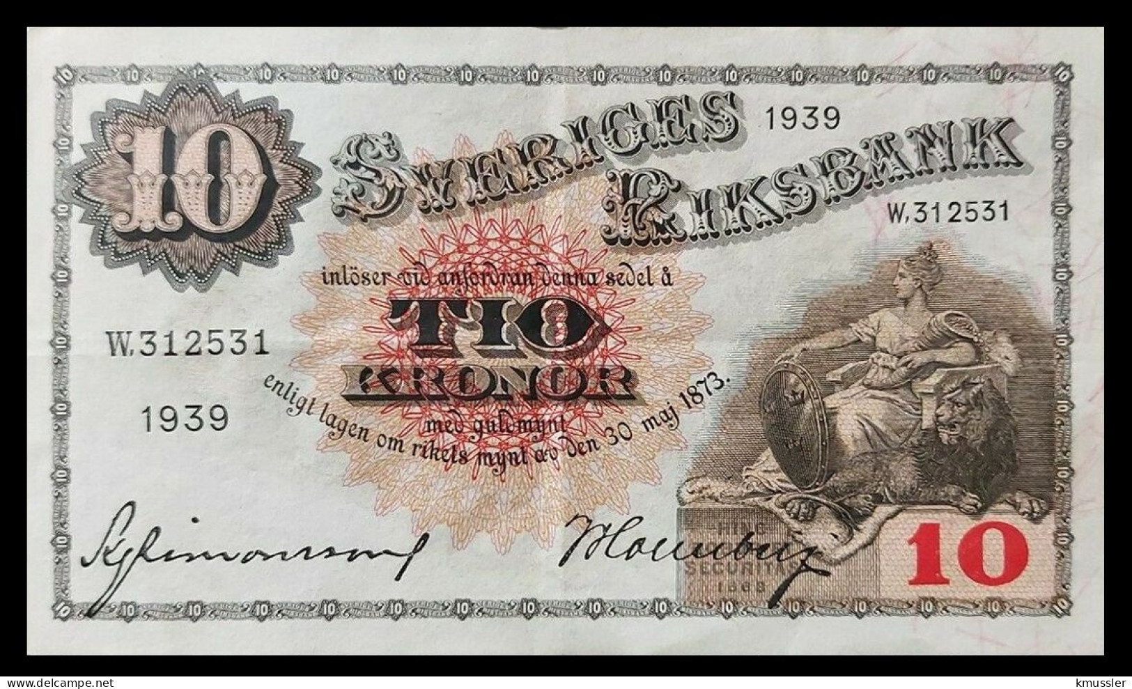 # # # Banknote Schweden (Sweden) 10 Kronen 1939 # # # - Suède