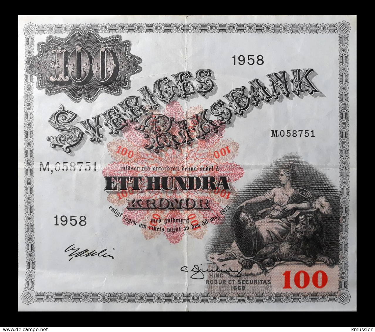 # # # Banknote Schweden (Sweden) 100 Kronen 1958 # # # - Sweden