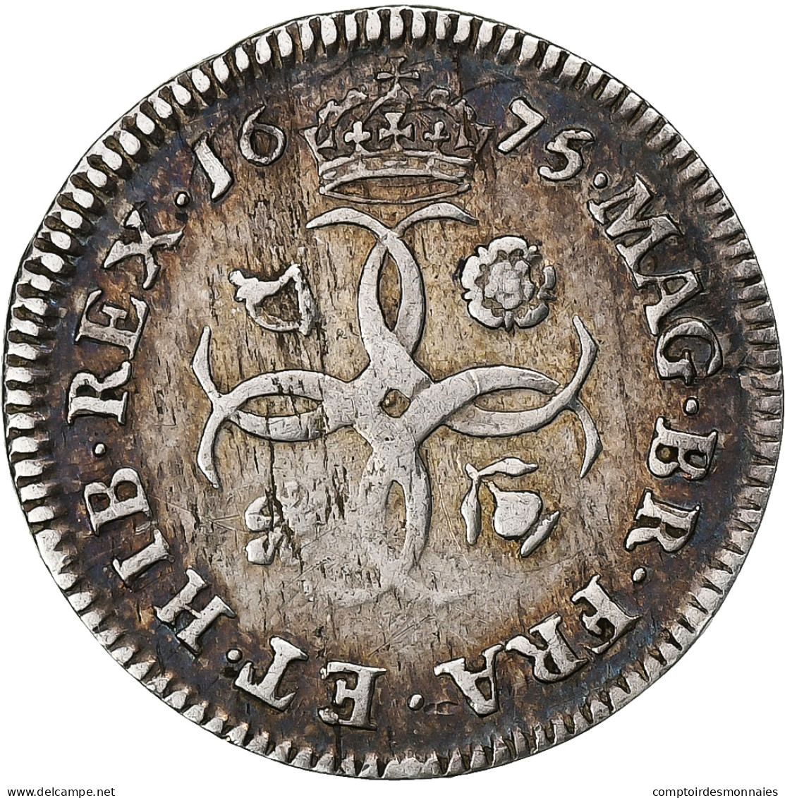 Grande-Bretagne, Charles II, 4 Pence, Groat, 1675, Argent, TB+, KM:434 - F. 4 Pence/ Groat