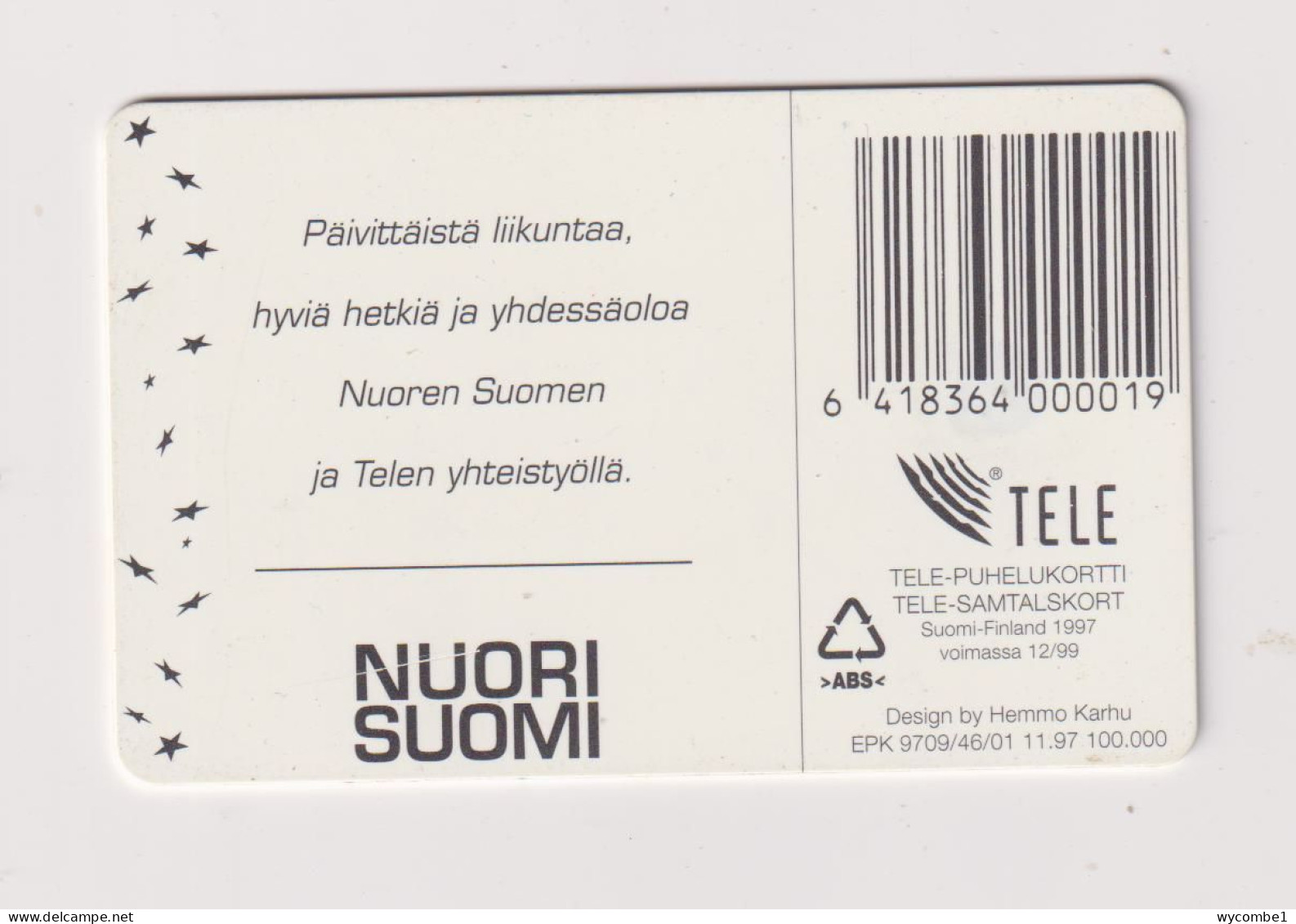 FINLAND - Liikuntaa Lapsen Chip Phonecard - Finland