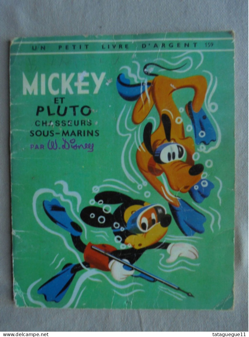 Ancien - Un Petit Livre D'Argent Mickey Et Pluto Chasseurs Sous-marins 1963 - Disney