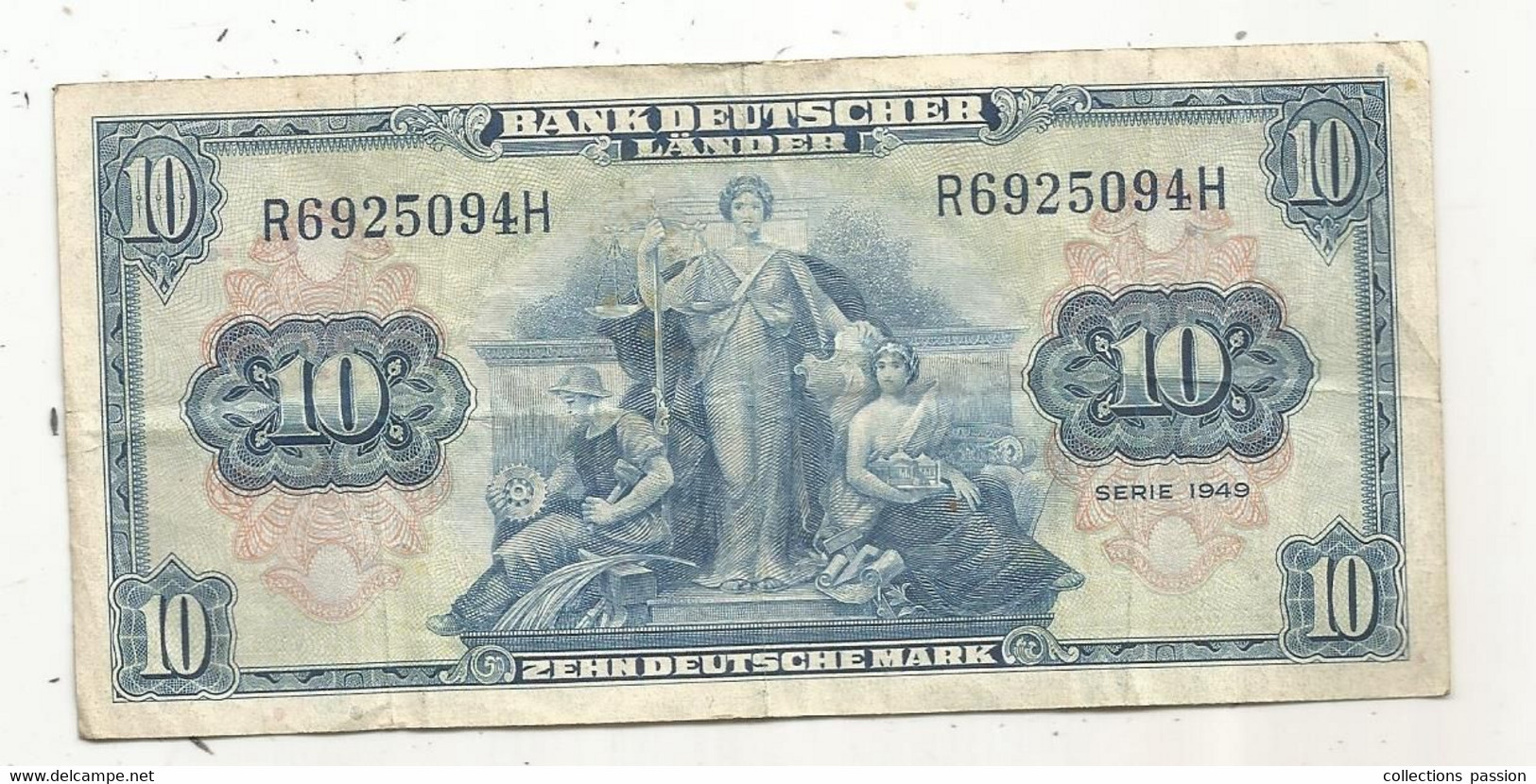 Billet , Allemagne , RFA , Bank Deutscher Länder , Serie 1949 , 10 , Zehn Deutsche Mark - 10 Deutsche Mark