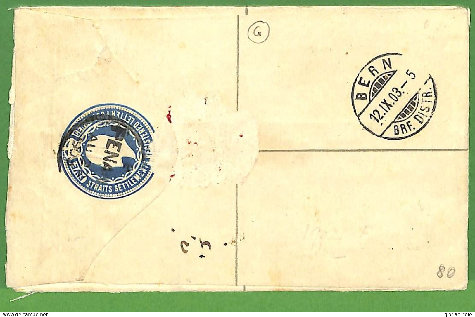 P0968 - STRAITS SETTLEMENTS  - Postal History - REGISTERED STATIONERY To GERMANY - Straits Settlements