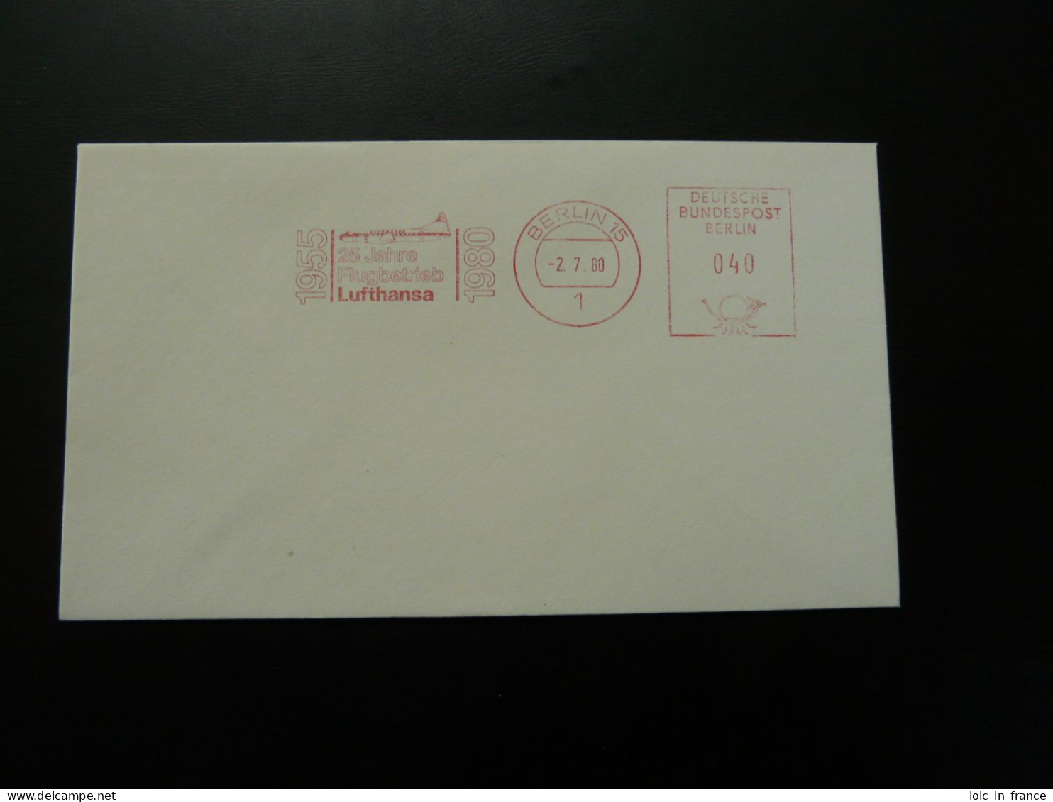 EMA Sur Lettre Slogan Meter On Cover Aviation 25 Jahre Lufthansa Berlin 1980 - Franking Machines (EMA)