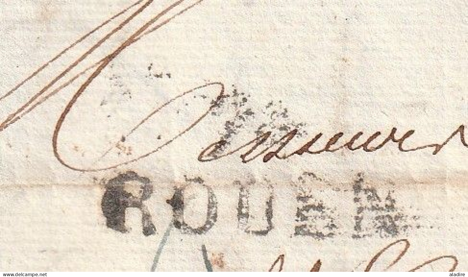 1823 - Marque Postale 74 ROUEN Sur  Lettre Vers AGDE, Hérault - Taxe 10 - Règne De  Louis XVIII - 1801-1848: Voorlopers XIX