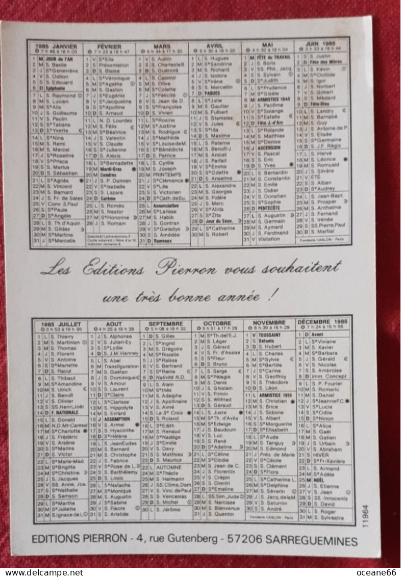 Calendrier 1985 Editions Pierron - Petit Format : 1981-90