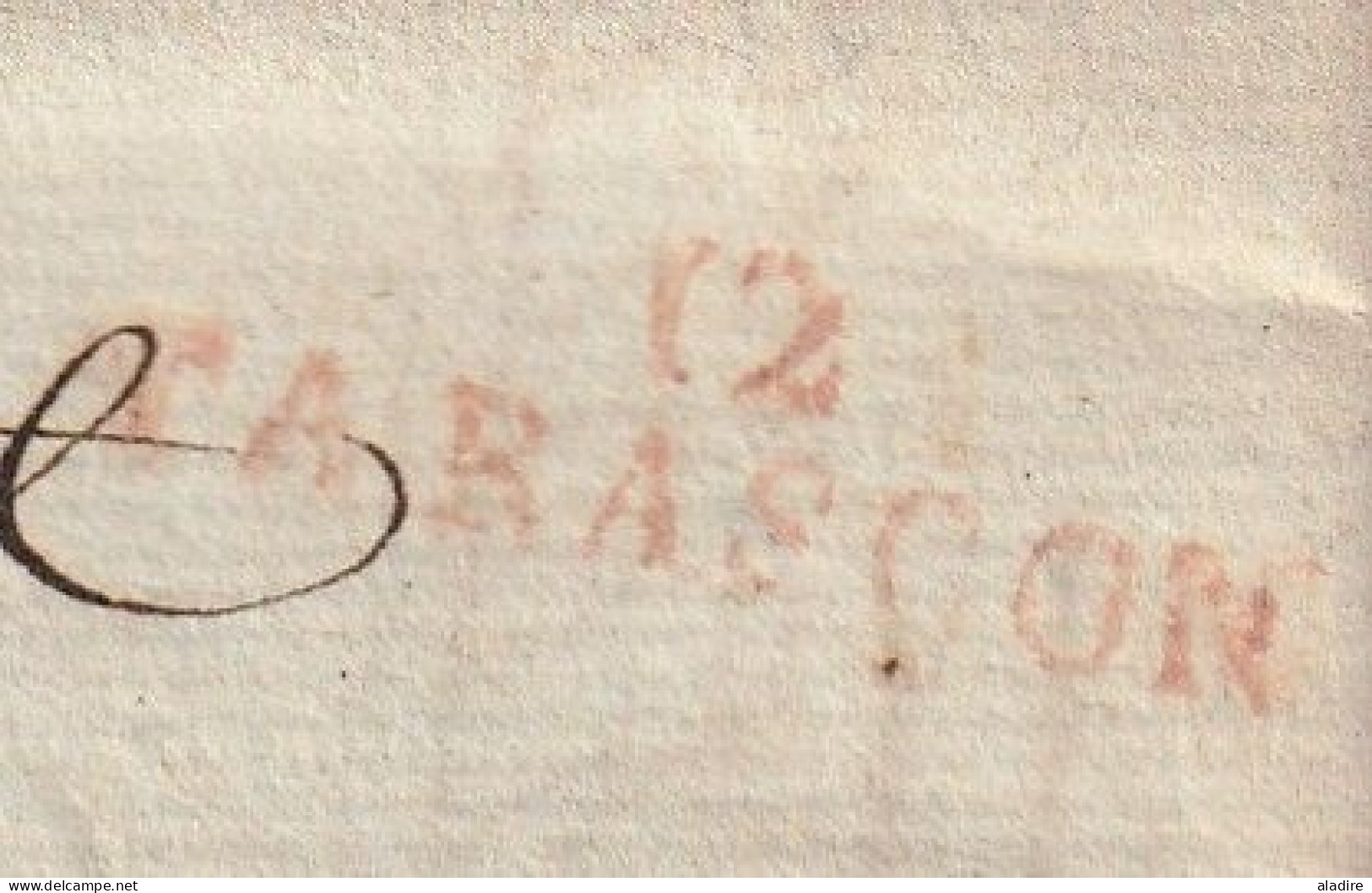 1800 - 4 Floréal An 8 - Marque Postale 12 TARASCON 32 X 8 Mm En Rouge Sur Lettre Pliée Vers DRAGUIGNAN, Var - 1801-1848: Precursors XIX