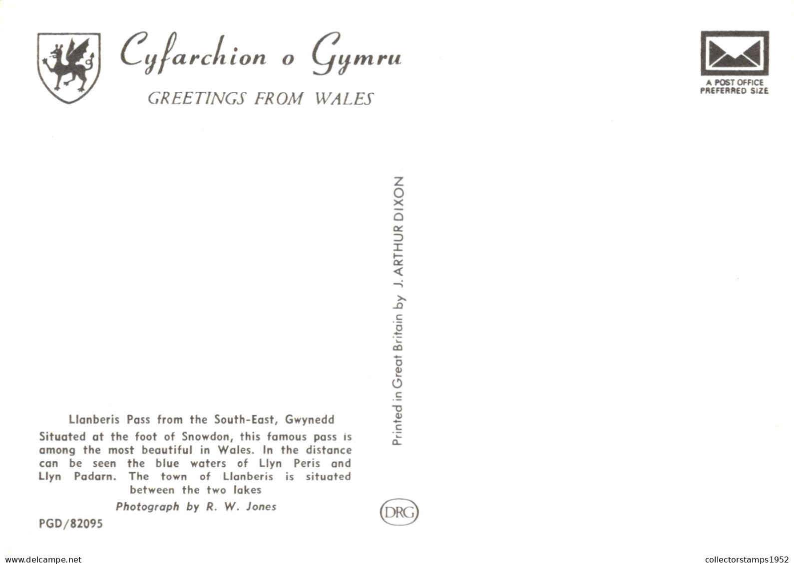 LLANBERIS PASS , GWYNEDD, WALES, UNITED KINGDOM, POSTCARD - Gwynedd