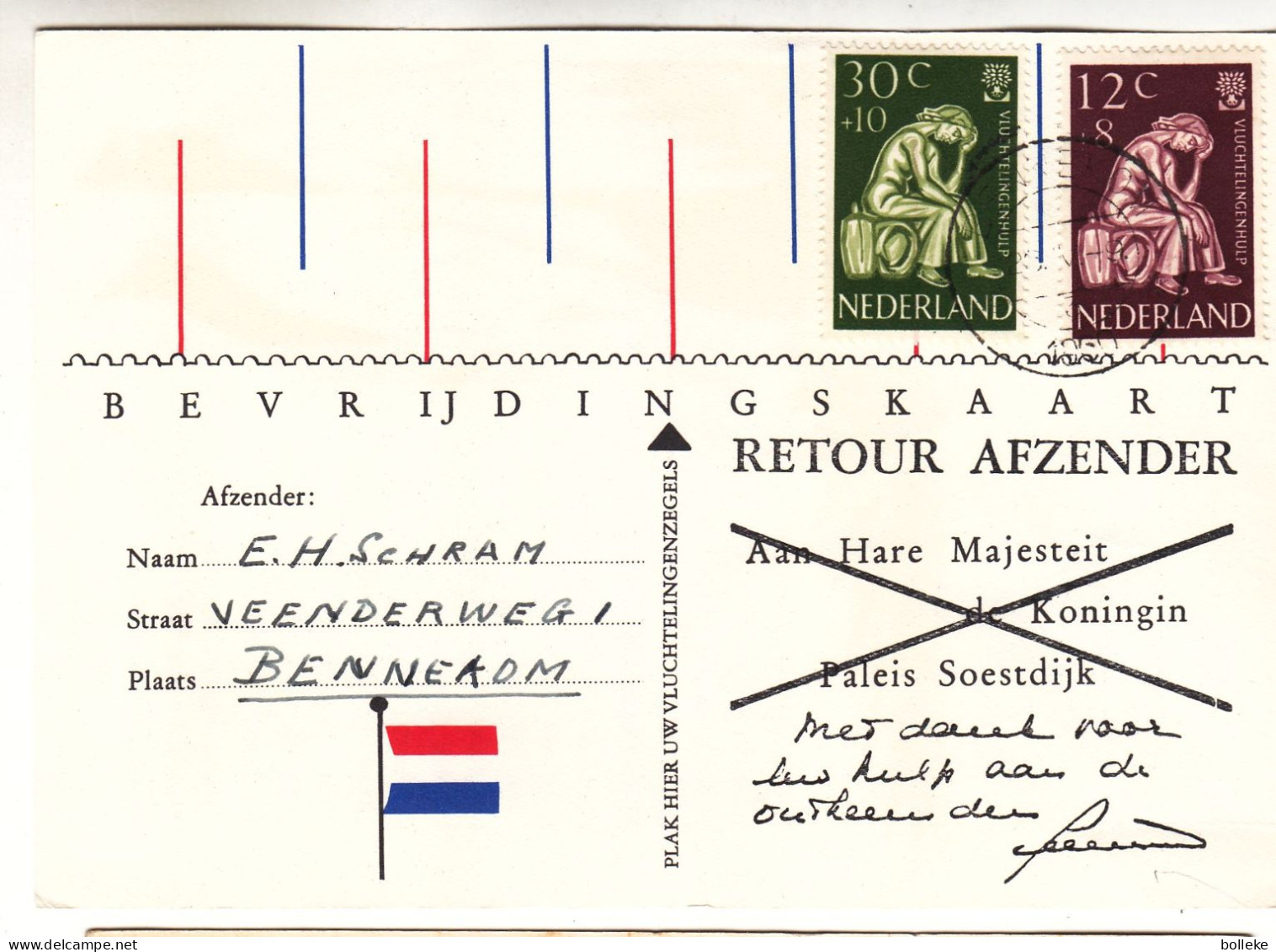 Pays Bas - Carte Postale De 1960 - Oblit Bennekom - Réfugiés - - Lettres & Documents