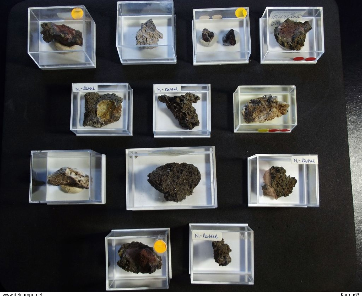 Small Collection Eifel Minerals 12 Specimen - ( Nickenicher Sattel - Emmelberg ) -  Germany - 12 Boxes - Minerals