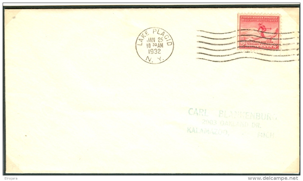 USA FDC 25-1-1932 STAMP LEFT IMPERFORATED - Hiver 1932: Lake Placid