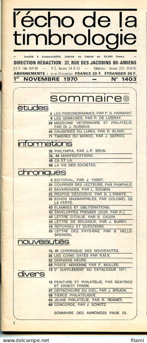 L'écho De La Timbrologie,pigeongramme,Semeuse,Mermoz,Camille Dartois,carte Annonce,Andorre,Madagascar, - French (from 1941)