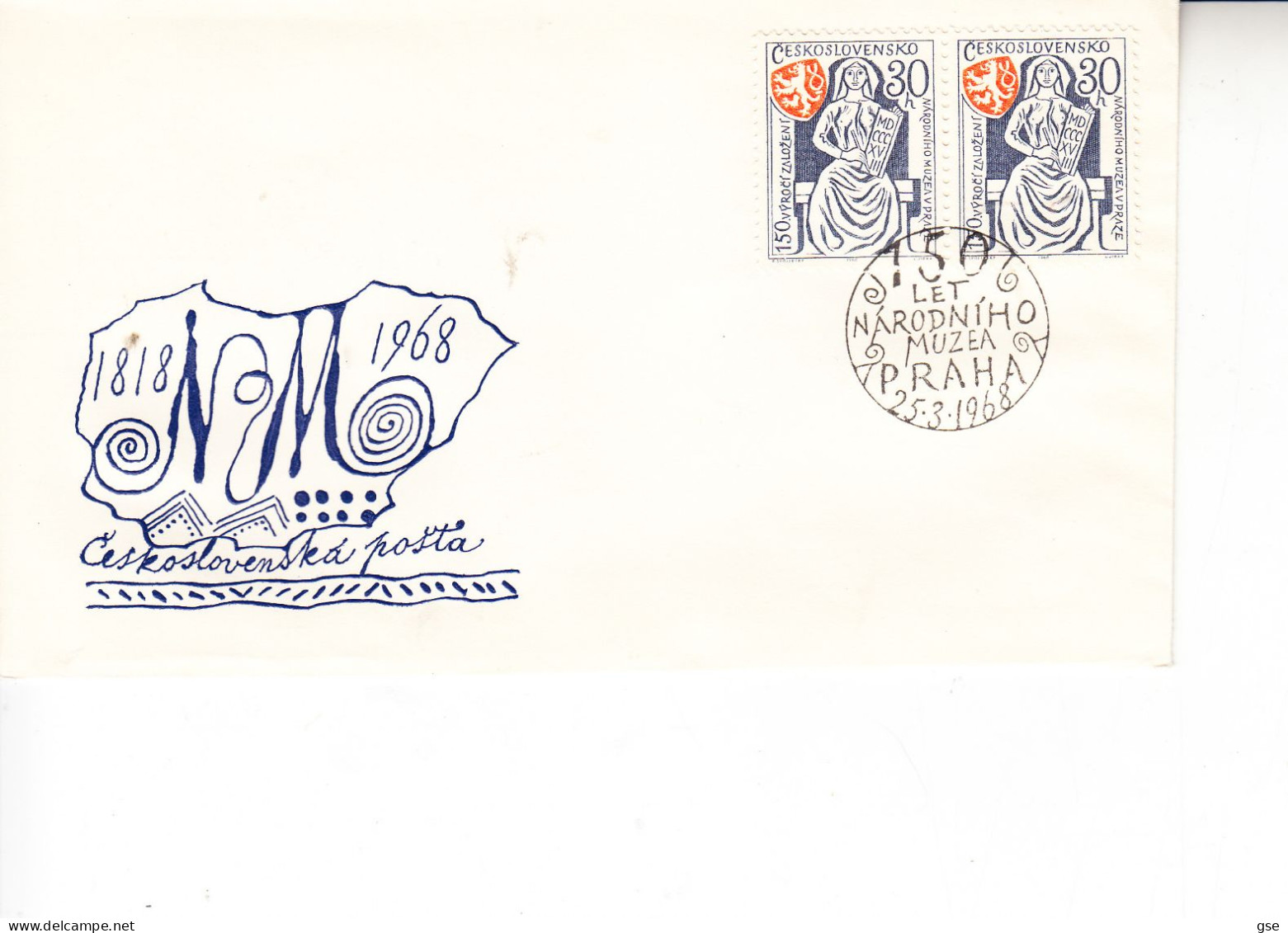 CECOSLOVACCHIA 1968 - Yvert  1625 - Museo Nazionale - Lettres & Documents