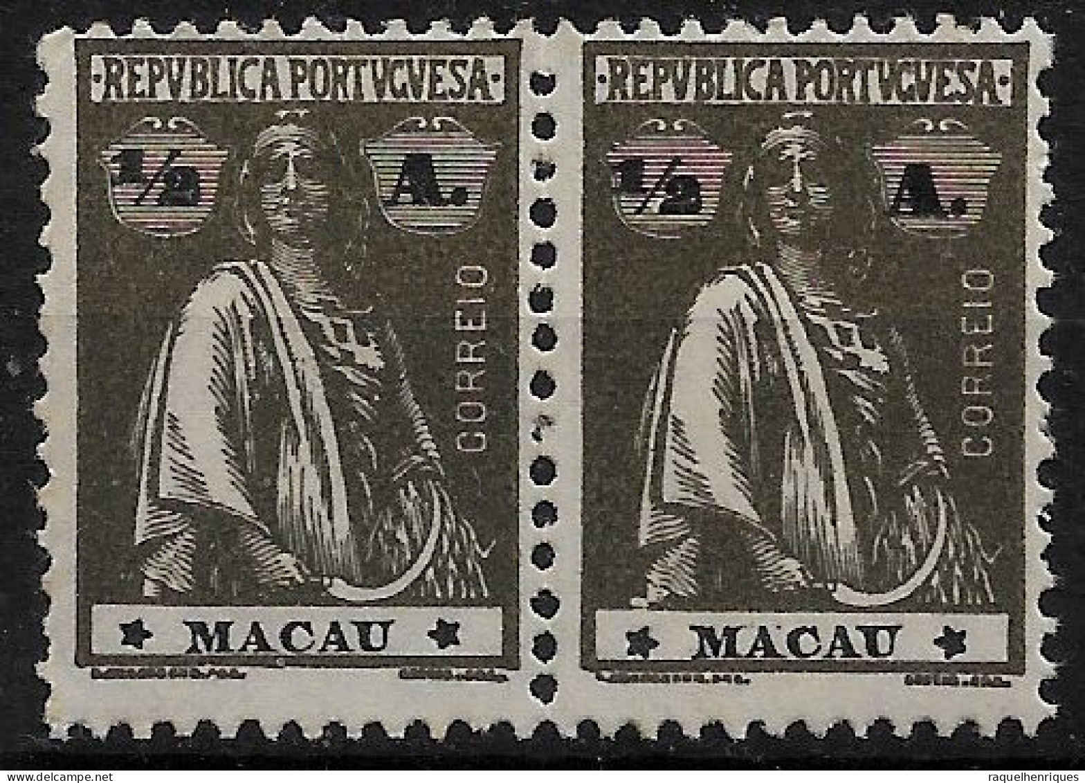 MACAU 1922 CERES 1/2A - 12x11.5 - PAIR M NG (NP#72-P06-L7) - Ongebruikt