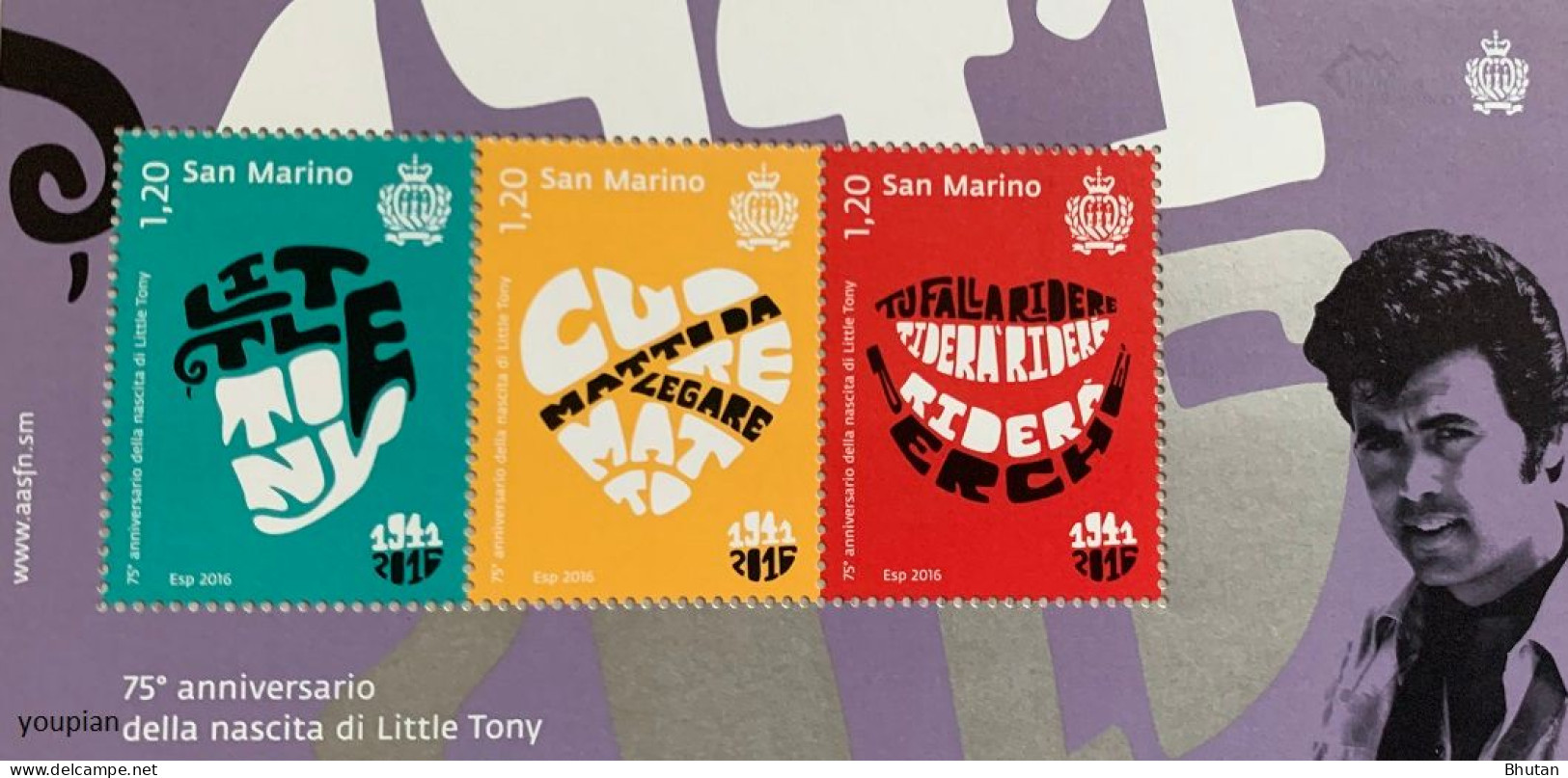 San Marino 2016, 75th Birth Anniversary Of Little Tony, MNH S/S - Unused Stamps