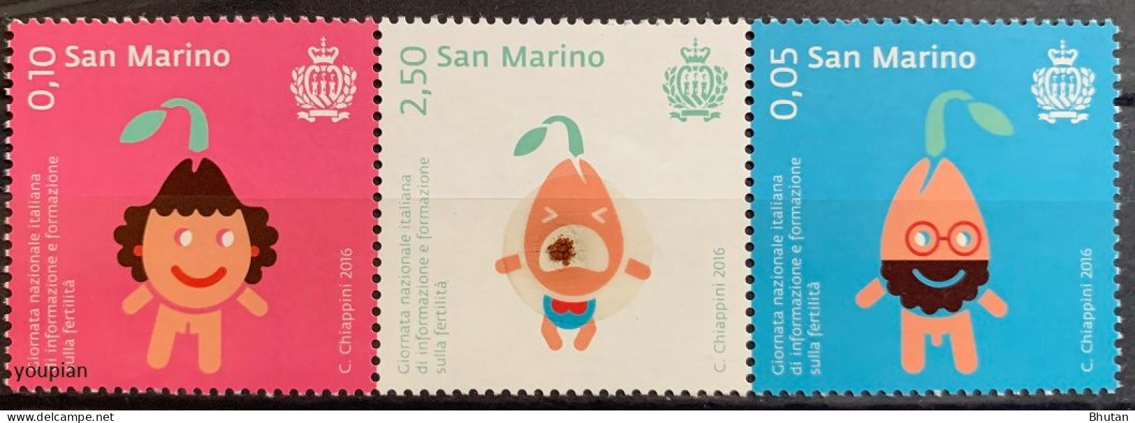 San Marino 2016, Italian Fertility Day, MNH Unusual Stamps Strip - Unused Stamps